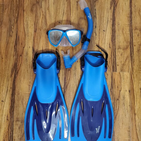 Speedo Snorkel Set Mask, Snorkel, & Fin Set Adult S/M Dive Water Swimming - Picture 5 of 8